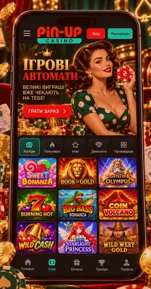 Мобільний інтерфейс Pin-Up на смартфоні